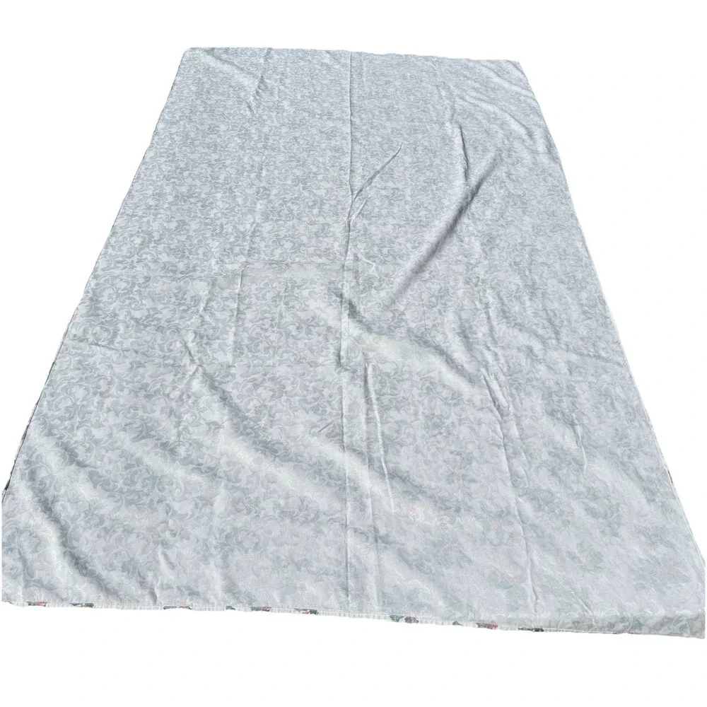 Vintage Christmas Holly Berry Damask‎ Tablecloth 49x99 White